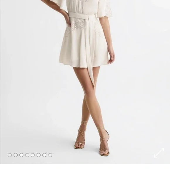 REISS RHEA BRODERIE SLEEVE FLOPPY MINI DRESS LACE 6 NEW WITH TAGS - Picture 6 of 6